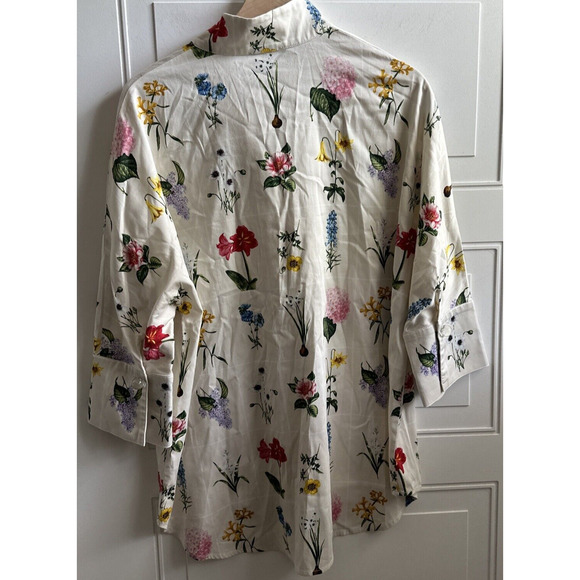 Tuckernuck Willow Floral 3/4 Sleeve Collared Crystal Button Popover Size Large. - Picture 4 of 11